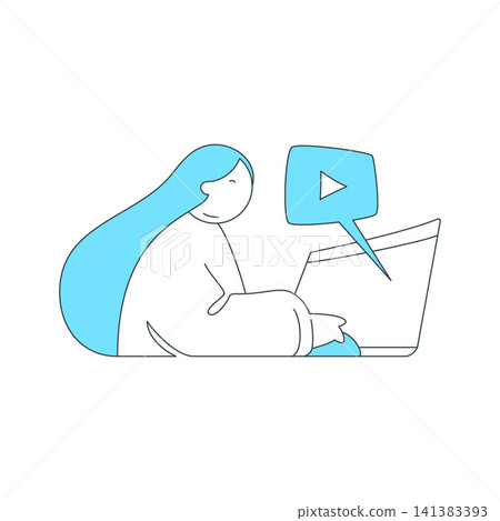 Online Education And E-Learning Concept Vector Illustration With Girl Watching Video Online Education And E-Learning Concept Vector Illustration With Girl Watching Video 141383393