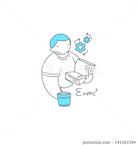 Science And Knowledge Education Concept Vector Illustration Of A Man Reading 141383394