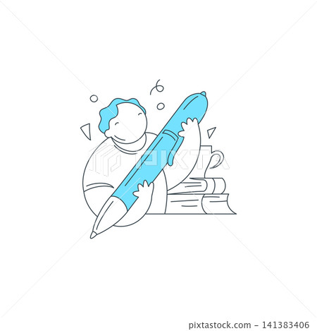 The Power Of Writing In Education A Creative Man With Pen Vector Illustration 141383406