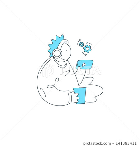 Online Education Concept Person With Headphones Watching A Tutorial Vector Illustration Online Education Concept Person With Headphones Watching A Tutorial Vector Illustration 141383411