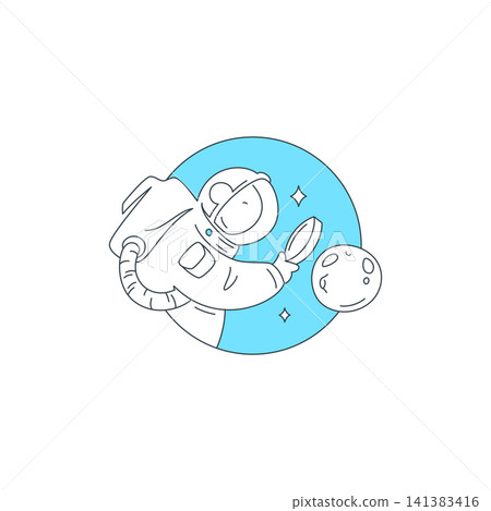 Cosmic Discovery In Space An Astronaut Explores The Moon Education Vector Illustration Cosmic Discovery In Space An Astronaut Explores The Moon Education Vector Illustration 141383416