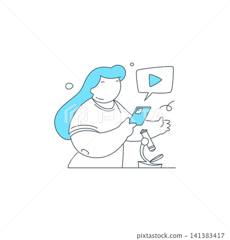 Online Learning And Science A Student With A Smartphone Education Vector Illustration Online Learning And Science A Student With A Smartphone Education Vector Illustration 141383417