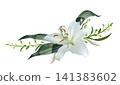 White lily flower bouquet isolated on white background 141383602