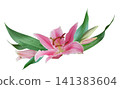 Pink lily flower bouquet isolated on white background 141383604