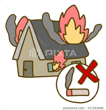 因香菸引發的房屋火災。 因香菸引發的房屋火災。 141383686
