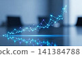 Connected growth graph on blurred boardroom executive forecast 141384788