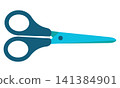 Scissors in flat style. Stationery scissors. Cartoon illustration. Stationery illustration. Scissors. Icon. Scissors icon. Flat illustration of scissors icon for web isolated on white background 141384901