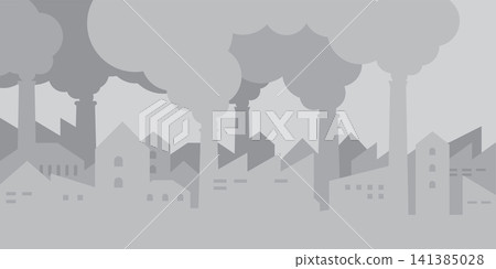 Abstract silhouette industrial factory vector illustration. Manufacturing building flat design. Polluting factory concept. 141385028