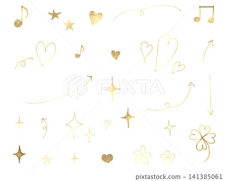 Gold glitter hand-drawn style star and heart embellishment set Gold glitter hand-drawn style star and heart embellishment set 141385061