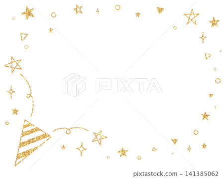 Gold glitter hand-drawn style cracker and star frame Gold glitter hand-drawn style cracker and star frame 141385062