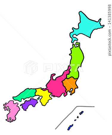 Colorful Map of Japan Colorful Map of Japan 141385998