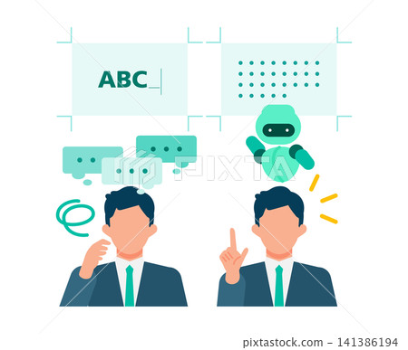 An illustration showing an AI assistant automatically generating text for business people struggling with document creation. An illustration showing an AI assistant automatically generating text for business people struggling with document creation. 141386194