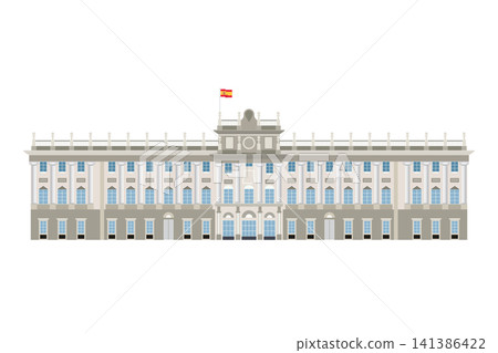Royal Palace Madrid isolated on white background. Royal Palace Madrid isolated on white background. 141386422