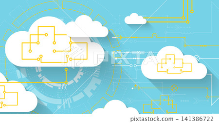 Cloud computing and data storage network concept with abstract circuit diagrams. Vector illustration Cloud computing and data storage network concept with abstract circuit diagrams. Vector illustration 141386722