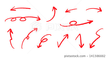 Handwritten arrow set _ red Handwritten arrow set _ red 141386882