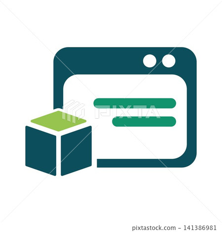 Web Product Package Icon with Cube and Software Browser Interface Web Product Package Icon with Cube and Software Browser Interface 141386981