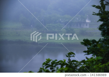 Lake Harutori in Kushiro, shrouded in mist. Lake Harutori in Kushiro, shrouded in mist. 141386989
