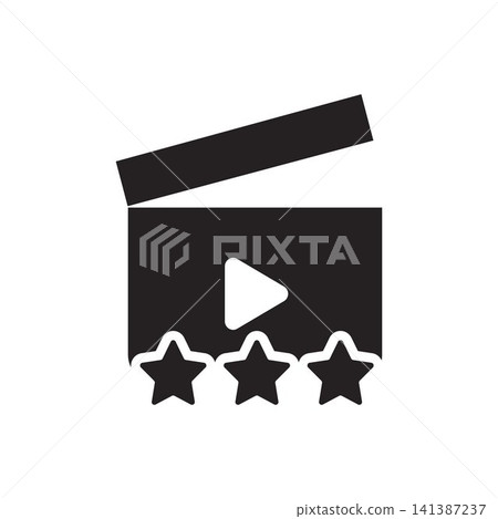 Movie Rating And Video Review Icon With Clapperboard Movie Rating And Video Review Icon With Clapperboard 141387237