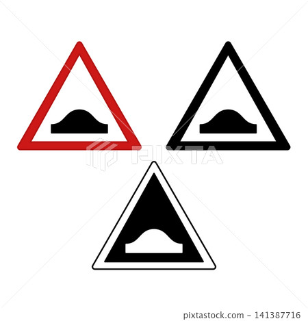 Warning Road Signs. Red, Black, and White Vector Icons Warning Road Signs. Red, Black, and White Vector Icons 141387716