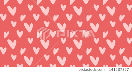 Romantic print with pink hearts 141387837