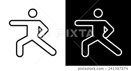 Simple vector icon of a punching pose Simple vector icon of a punching pose 141387874