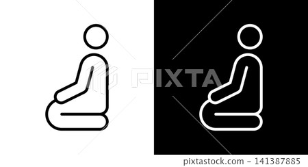一個簡單的向量圖標,描繪了一個人正坐的姿勢。 一個簡單的向量圖標,描繪了一個人正坐的姿勢。 141387885
