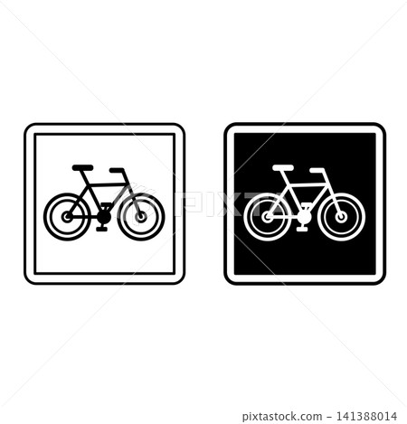 Bicycle Parking Signs. Square Road Signs. Black and White Vector Icons 141388014