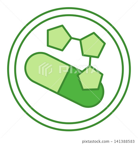 Green High Potency Minerals Icon. Vector Icon. Label for Medicine and Food Packaging Green High Potency Minerals Icon. Vector Icon. Label for Medicine and Food Packaging 141388583