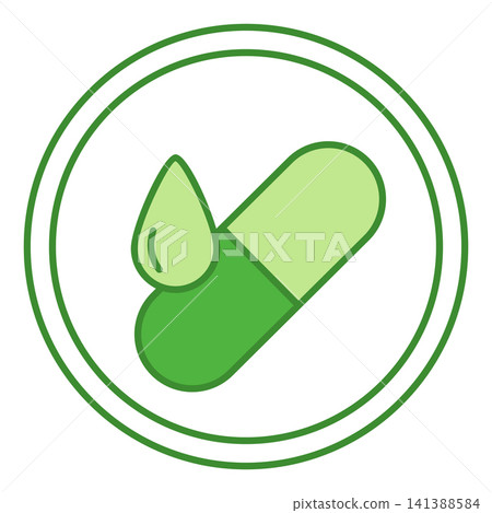Green High Potency Vitamin E Icon. Vector Icon. Vitamin Capsule and Oil Drop. Label For Packaging Of Medicines And Food Products Green High Potency Vitamin E Icon. Vector Icon. Vitamin Capsule and Oil Drop. Label For Packaging Of Medicines And Food Products 141388584