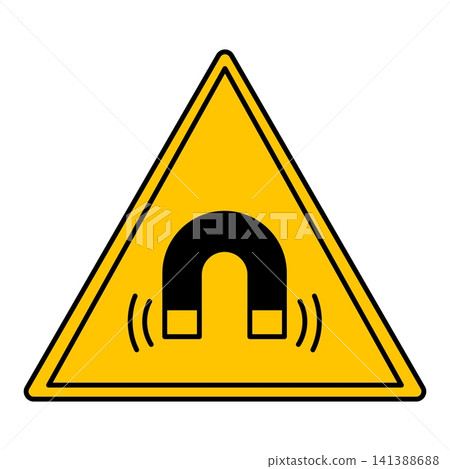 Yellow Magnetic Field Sign. Vector Icon. Used in Industry. Danger Warning Sign Yellow Magnetic Field Sign. Vector Icon. Used in Industry. Danger Warning Sign 141388688