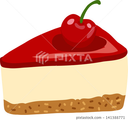 Cherry Cheesecake Slice with Red Glaze and Cherry Cherry Cheesecake Slice with Red Glaze and Cherry 141388771