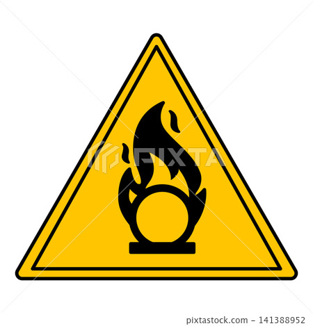 Yellow Sign Oxidizer. Vector Icon. Combustible Substances and 141388952