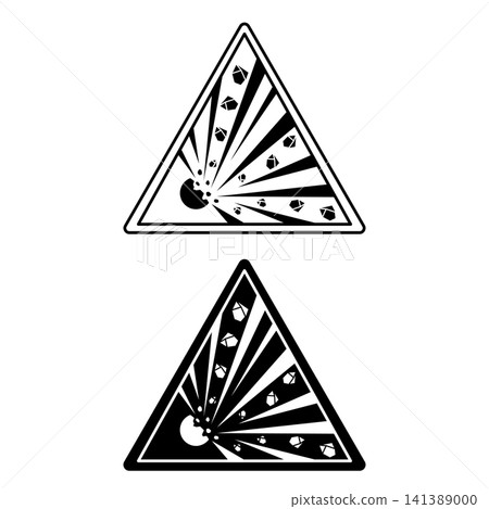 Signs Explosive. Black and White Vector Icons. Explosive Materials. Danger Warning Sign Signs Explosive. Black and White Vector Icons. Explosive Materials. Danger Warning Sign 141389000