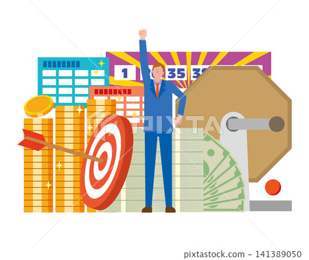 一位中了樂透的男士,他為此感到高興。 一位中了樂透的男士,他為此感到高興。 141389050