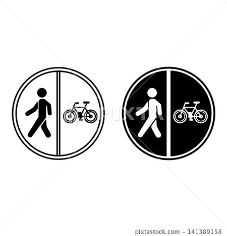 Signs Footway and Cycleway Road. Square Road Sign. Black and White Vector Icons Signs Footway and Cycleway Road. Square Road Sign. Black and White Vector Icons 141389158
