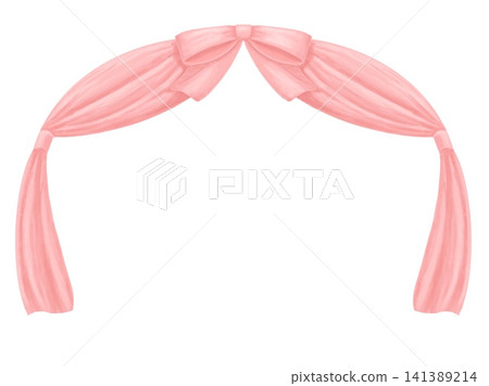 A princess-style frame illustration with a white background, pink ribbons, and drapes. A princess-style frame illustration with a white background, pink ribbons, and drapes. 141389214