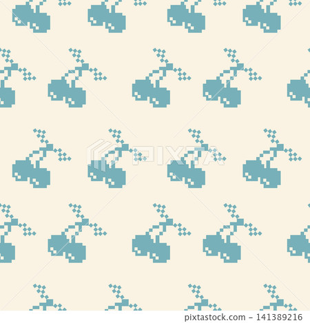 Seamless pixelated cherries pattern Seamless pixelated cherries pattern 141389216