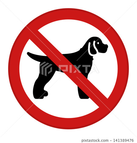 Red Sign Dog Walking Is Prohibited. Prohibitory Road Sign. Vector Icon 141389476