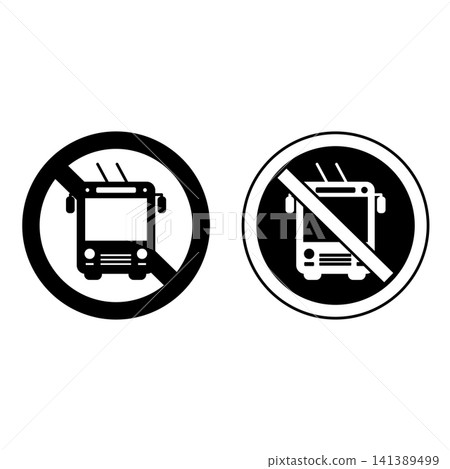 Signs Trolleybus Ban. Prohibitory Road Signs. No Trolleybus. Black and White Vector Icons Signs Trolleybus Ban. Prohibitory Road Signs. No Trolleybus. Black and White Vector Icons 141389499