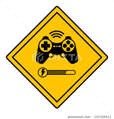 Yellow Gamer Zone Sign. Humorous Funny Road Sign. Joystick, Game Console. Vector Icon Yellow Gamer Zone Sign. Humorous Funny Road Sign. Joystick, Game Console. Vector Icon 141389521
