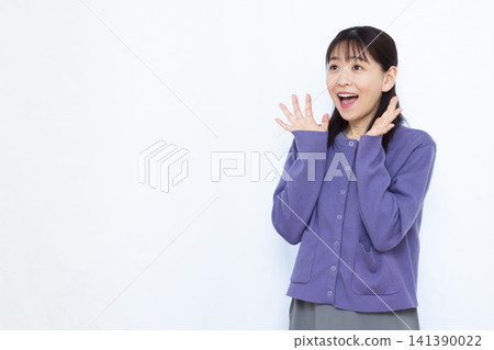 Smiling and surprised woman Smiling and surprised woman 141390022