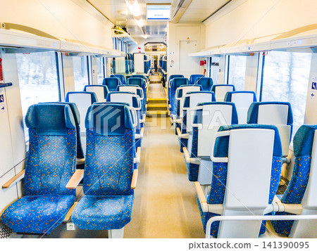 The modern interior of the Czech Railways (CD) Interpanter express train. The modern interior of the Czech Railways (CD) Interpanter express train. 141390095