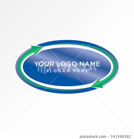 Emblem ellipse recycle arrow oval sustainable ecology to environment template logo design graphic concept creative premium vector stock image top sell 141390382