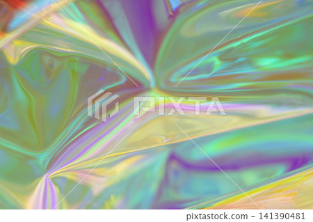 Iridescent holographic abstract background with colorful shimmering foil texture and dreamy light Iridescent holographic abstract background with colorful shimmering foil texture and dreamy light 141390481