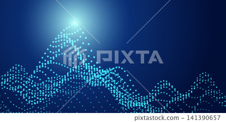 Abstract tech success mountain with digital data waves, network background. big data, analytics, business growth, and digital transformation Abstract tech success mountain with digital data waves, network background. big data, analytics, business growth, and digital transformation 141390657
