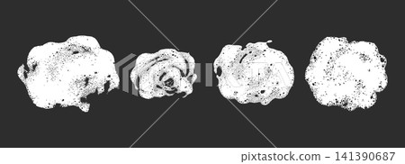 Soap Foam Texture Set. Vector Grunge Foam Elements Isolated on Dark Background. Bubbles and Noise for Cosmetic or Detergent Design Soap Foam Texture Set. Vector Grunge Foam Elements Isolated on Dark Background. Bubbles and Noise for Cosmetic or Detergent Design 141390687