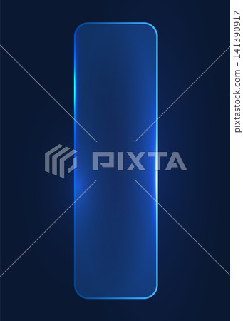 Glowing blue glass frame on dark background Glowing blue glass frame on dark background 141390917
