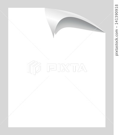 Curled paper corner. Curve page corner, page edge curl and bent paper sheet with realistic shadow. Paper corner fold isolated on white background 141390918