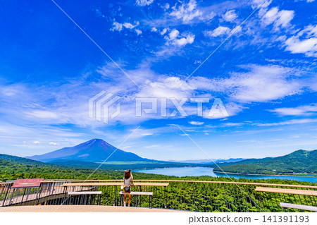 [Yamanashi Prefecture] View of Mt. Fuji from Yamanakako Myojinyama Panorama Platform 141391193