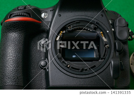 Camera malfunction; image shows a damaged SLR camera mount. Camera malfunction; image shows a damaged SLR camera mount. 141391335